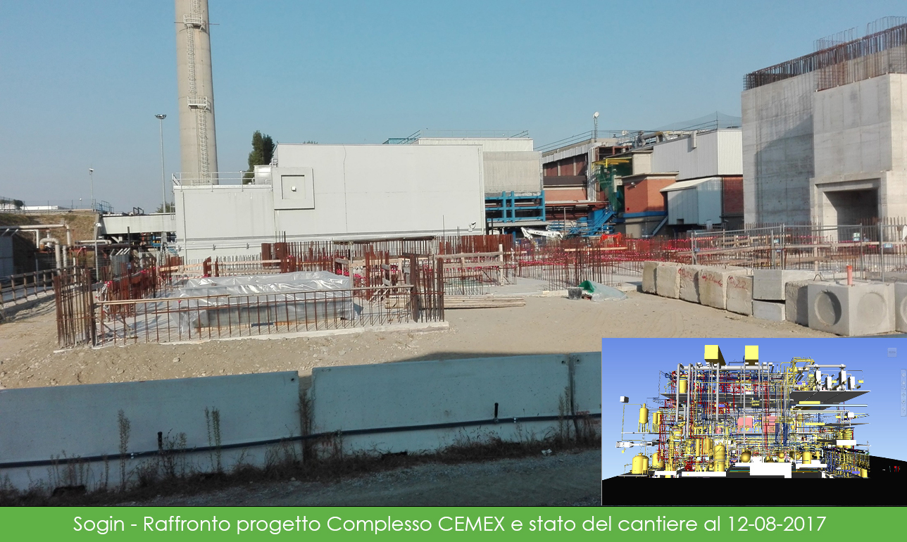 Raffronto progetto Complesso CEMEX e stato cantiere al 12-08-2017